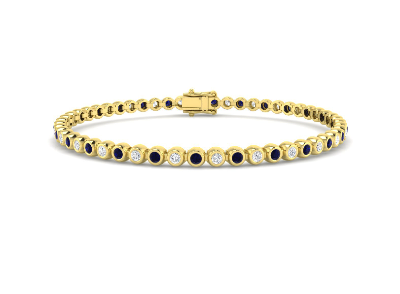 SAPPHIRE AND DIAMOND GOLD TENNIS BRACELET