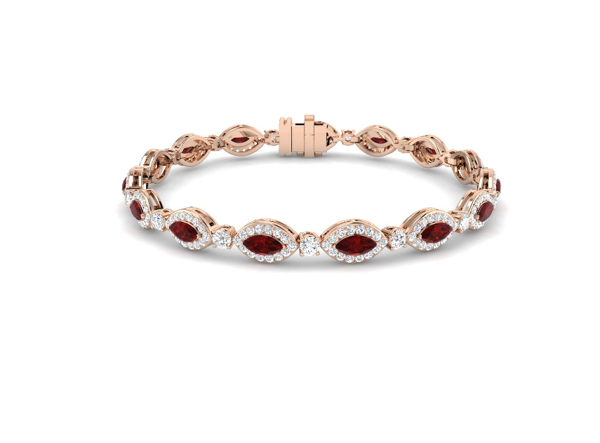 RUBY AND DIAMOND WHITE GOLD TENNIS BRACELET