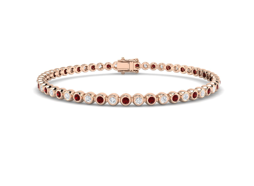 2.45CT RUBY AND DIAMOND GOLD TENNIS BRACELET