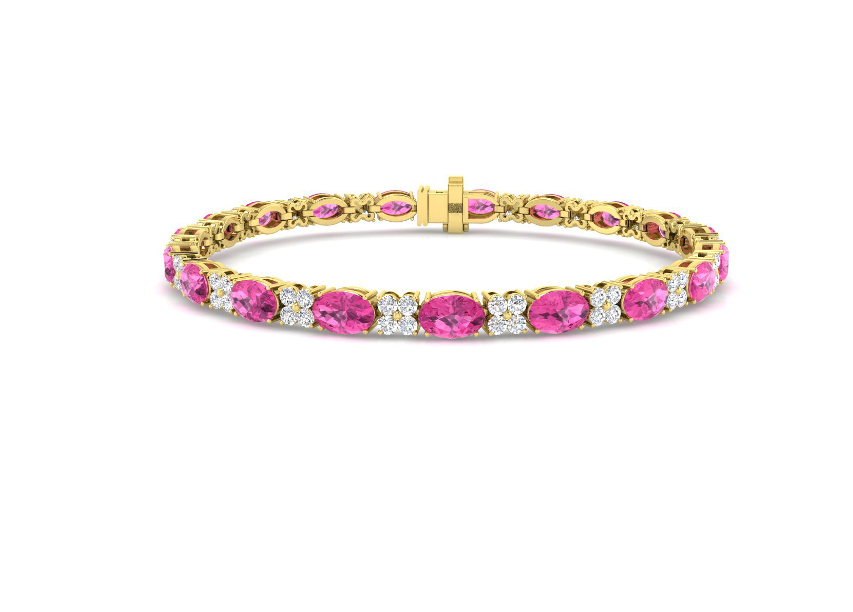 ELEGANT PINK SAPPHIRE AND DIAMOND WHITE GOLD BRACELET