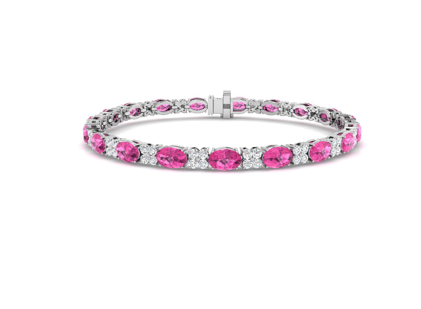 ELEGANT PINK SAPPHIRE AND DIAMOND WHITE GOLD BRACELET