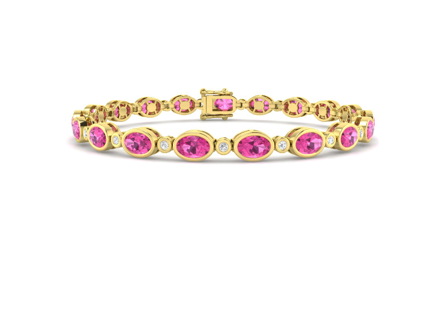 PINK SAPPHIRE AND DIAMOND  WHITE GOLD TENNIS BRACELET