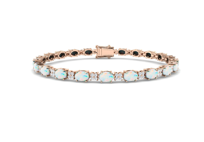 NATURAL OPAL AND DIAMOND BRACELET