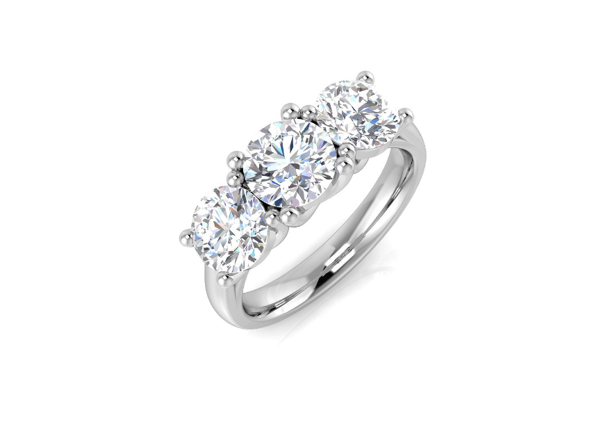 PLATINUM ROUND BRILLIANT DIAMOND TRILOGY ENGAGEMENT RING