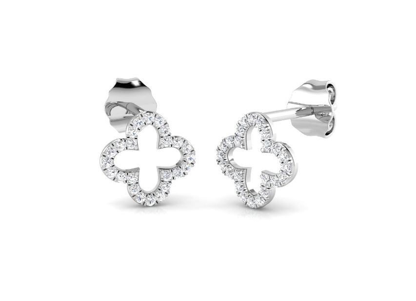 DIAMOND CLOVER STUD EARRINGS