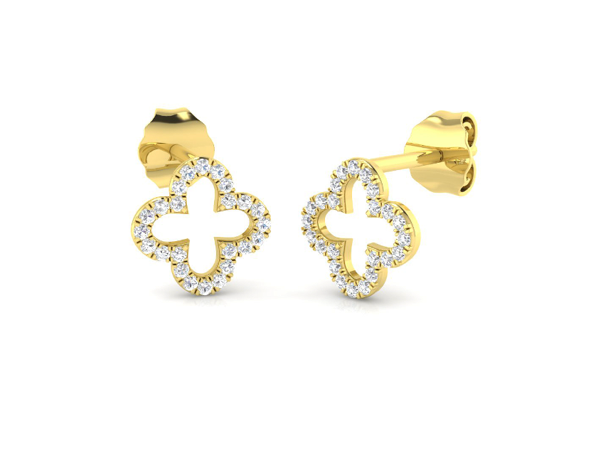 DIAMOND CLOVER STUD EARRINGS