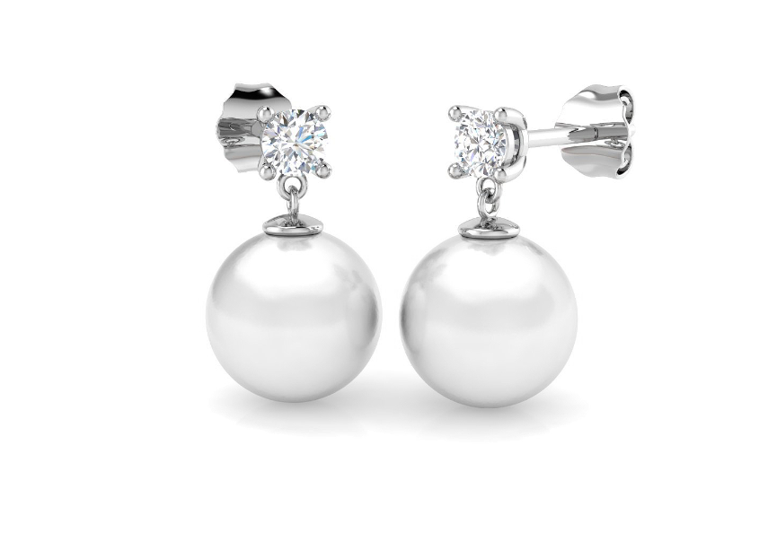 DIAMOND AND PEARL DROP EARRINGS