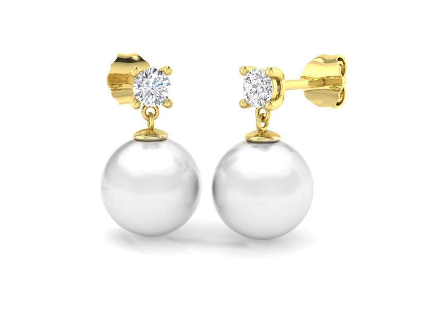 DIAMOND AND PEARL DROP EARRINGS