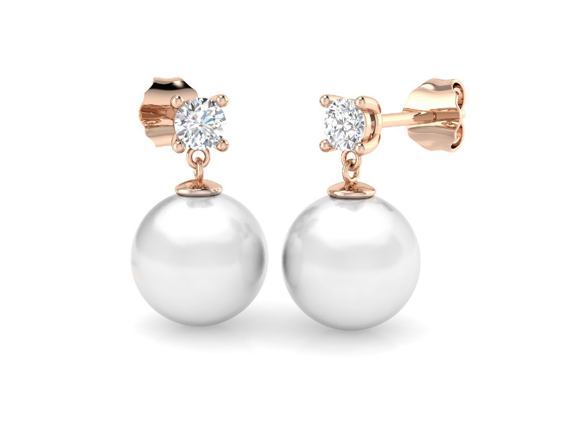 DIAMOND AND PEARL DROP EARRINGS