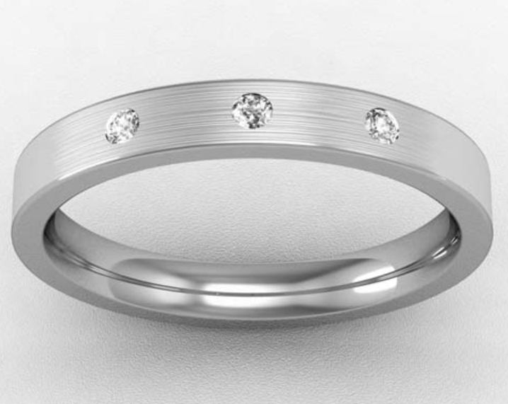 3MM FLAT COURT DIAMOND SET WEDDING RING