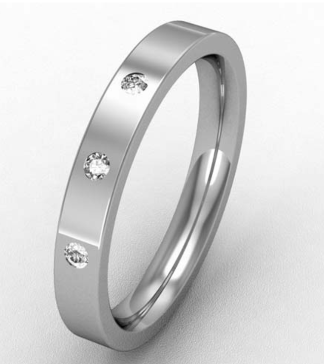 3MM FLAT COURT DIAMOND SET WEDDING RING