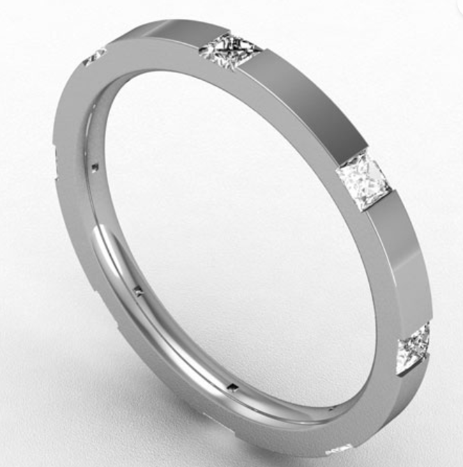 2MM PREMIUM FLAT COURT DIAMOND SET WEDDING RING