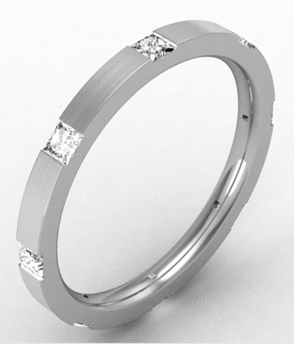 2MM PREMIUM FLAT COURT DIAMOND SET WEDDING RING