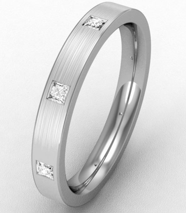 3MM PREMIUM FLAT COURT DIAMOND SET WEDDING RING