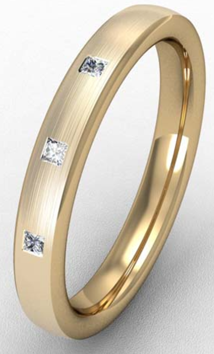 3MM PREMIUM BOMBE COURT DIAMOND SET WEDDING RING