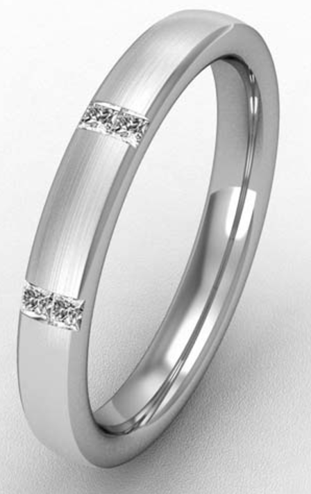 3MM PREMIUM BOMBE COURT DIAMOND SET WEDDING RING