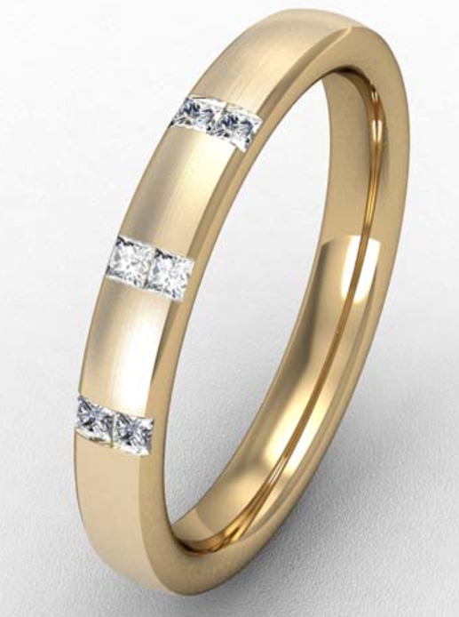 3MM PREMIUM BOMBE COURT DIAMOND SET WEDDING RING