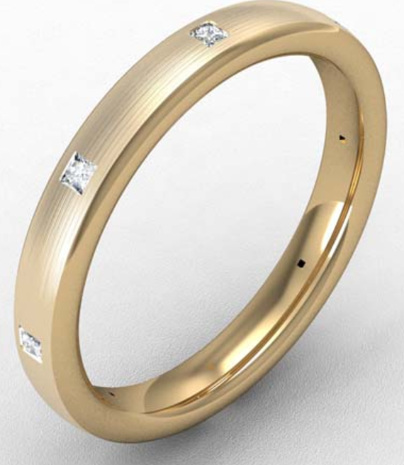 3MM PREMIUM BOMBE COURT DIAMOND SET WEDDING RING