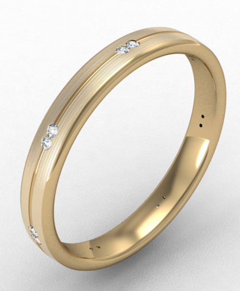 3MM BOMBE COURT DOUBLE SET DIAMOND WEDDING RING