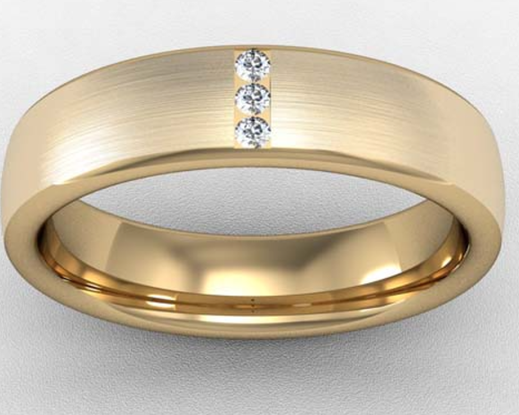 5MM PREMIUM BOMBE COURT TRIPPLE DIAMOND SET WEDDING RING