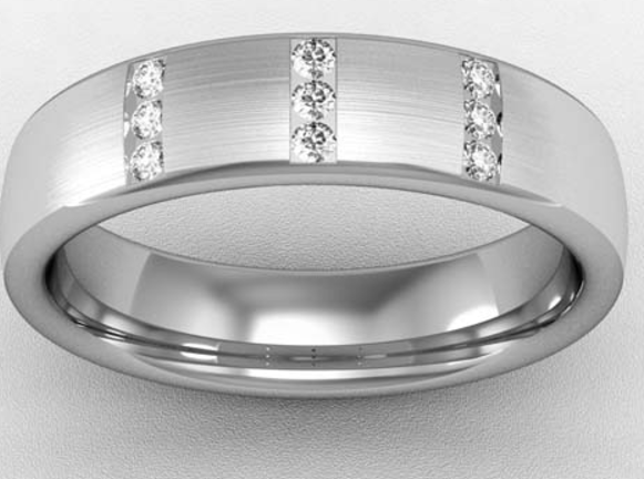 5MM PREMIUM BOMBE COURT TRIPPLE DIAMOND SET WEDDING RING