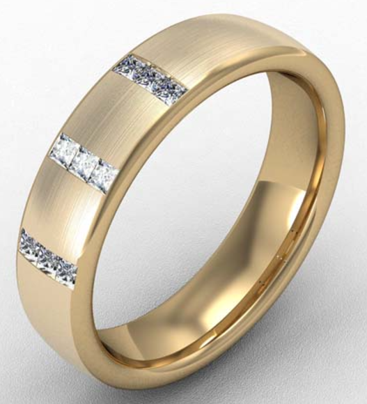 5MM PREMIUM BOMBE COURT TRIPPLE SET DIAMOND WEDDING RING