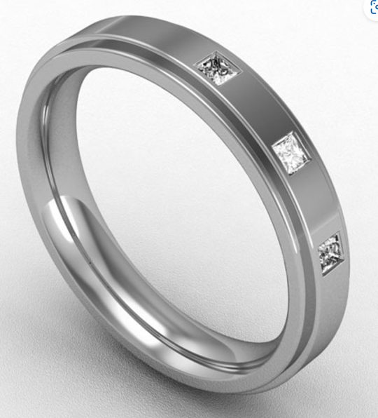 4MM PREMIUM FLAT COURT DIAMOND SET WEDDING RING