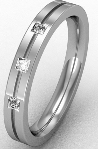 3MM PREMIUM FLAT COURT DIAMOND SET WEDDING RING