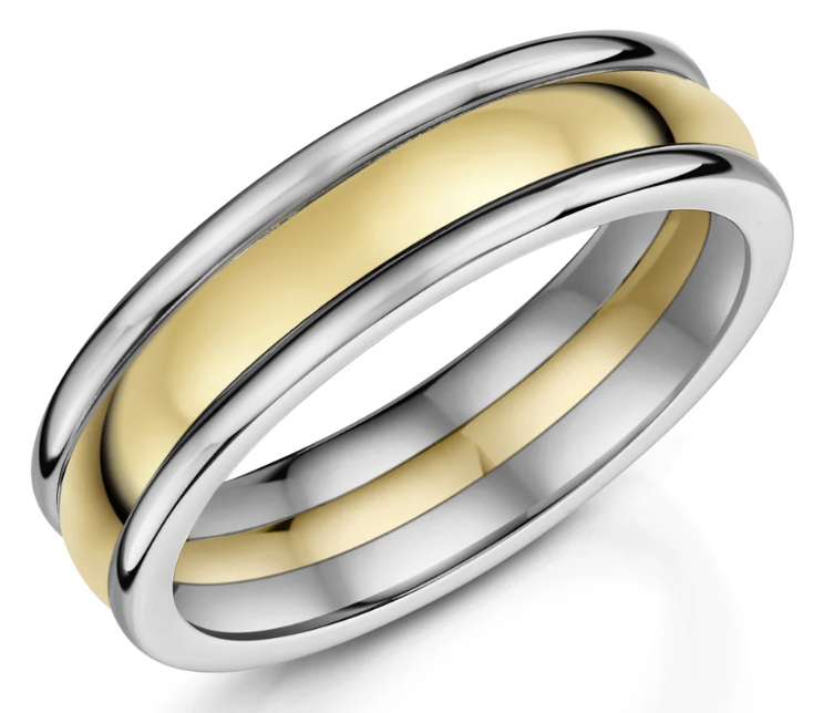 Men’s Natural Zirconium Wedding Band | Center Gold Wedding Ring