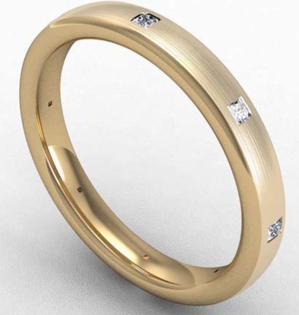 3MM PREMIUM BOMBE COURT DIAMOND SET WEDDING RING