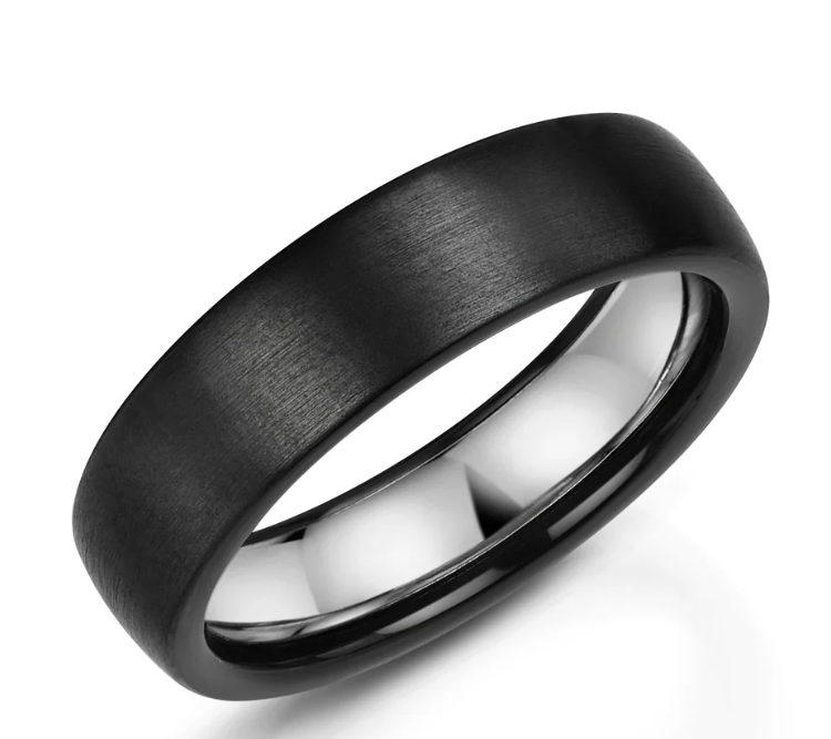 Men’s Zirconium Wedding Band | Matt Black Wedding Ring