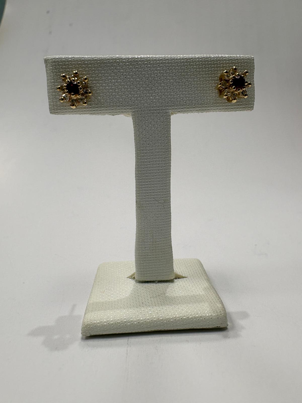 14ct yellow gold ruby and diamond second hand vintage earrings jewellers harrogate 