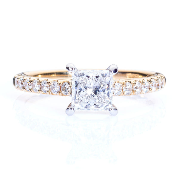 princess cut diamond engagement ring yellow gold platinum Harrogate Jewellers Fogal and Barnes