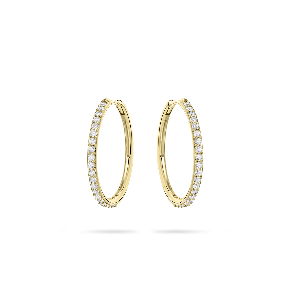 MAXI 14K YELLOW GOLD PAVE HOOP EARRINGS