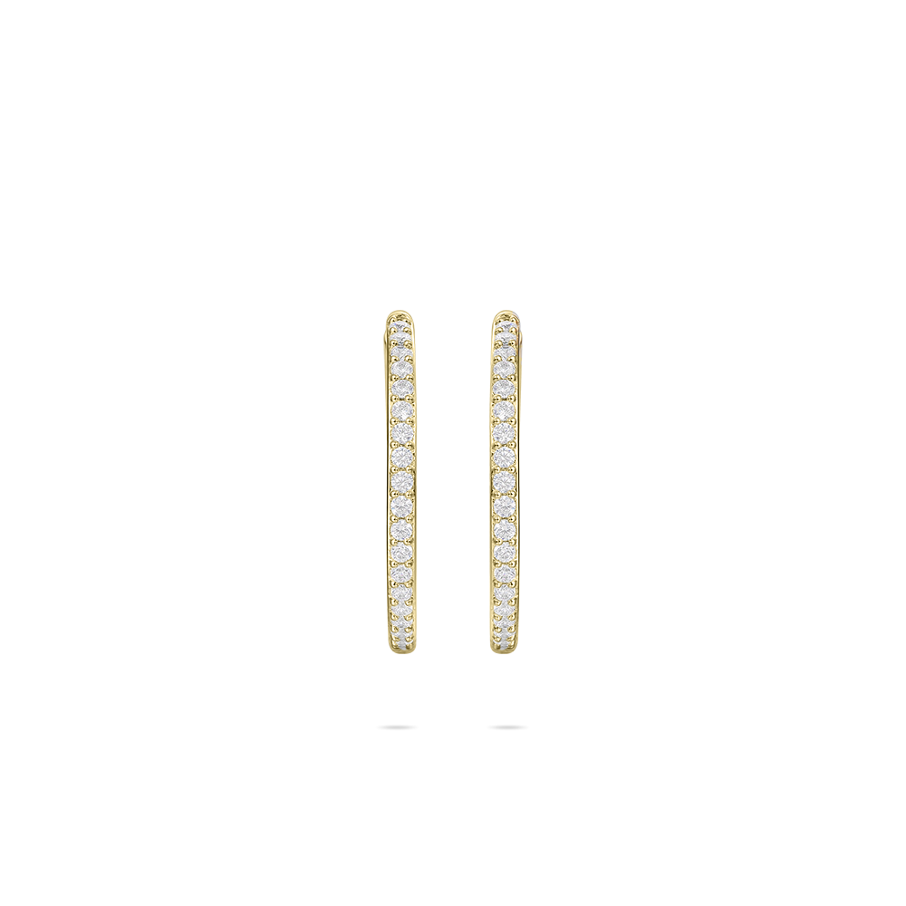 MAXI 14K YELLOW GOLD PAVE HOOP EARRINGS