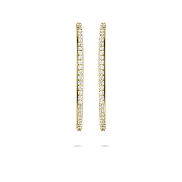 EXTRA MAXI 14K YELLOW GOLD PAVE  HOOP EARRINGS