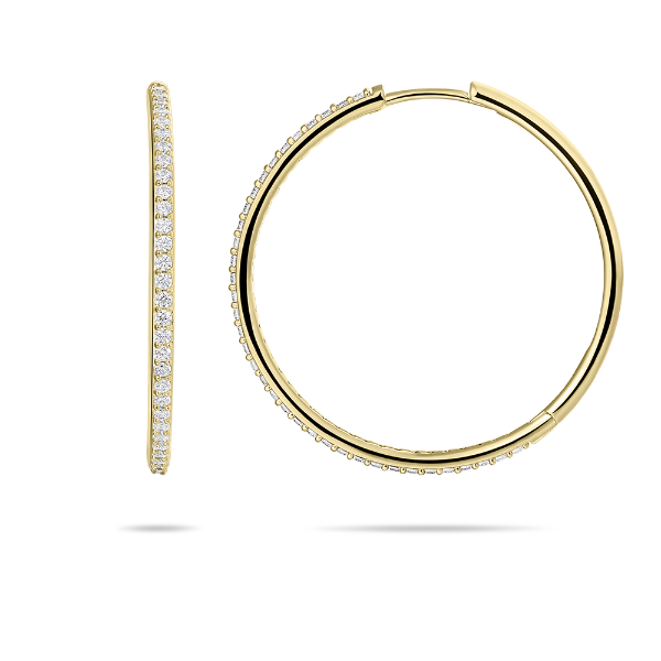 EXTRA MAXI 14K YELLOW GOLD PAVE  HOOP EARRINGS