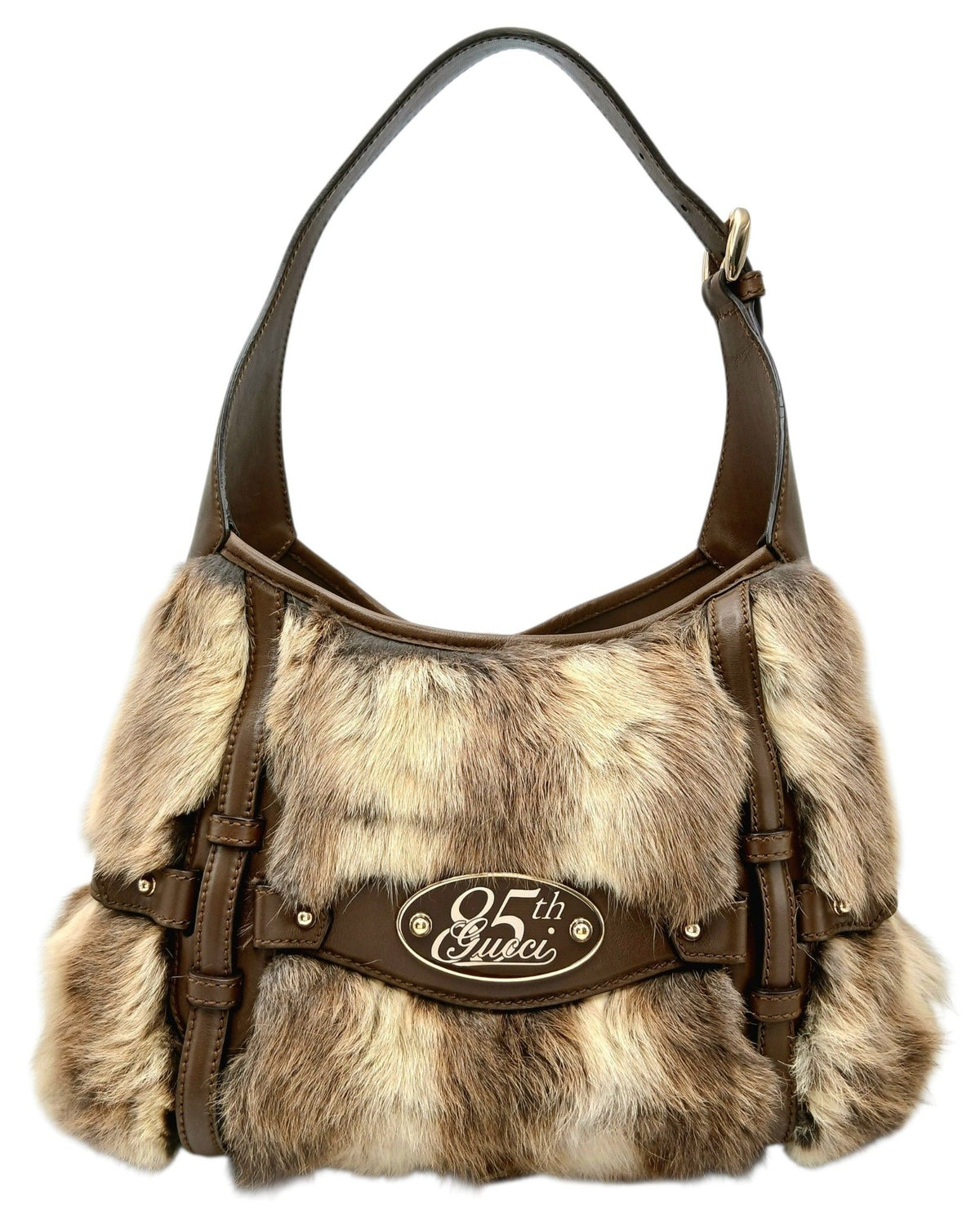 Vintage Gucci 85th Anniversary Rabbit Fur Horsebit Hobo Bag, Limited Edition 2006 - Pristine Condition 