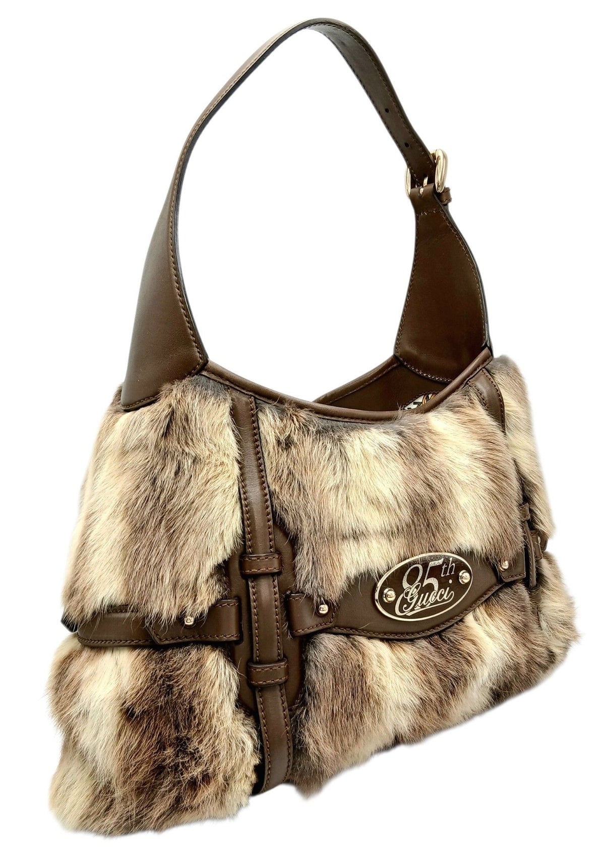 Vintage Gucci 85th Anniversary Rabbit Fur Horsebit Hobo Bag, Limited Edition 2006 - Pristine Condition
