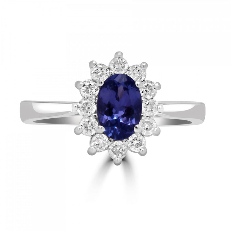 OVAL SAPPHIRE CLUSTER ENGAGEMENT RING
