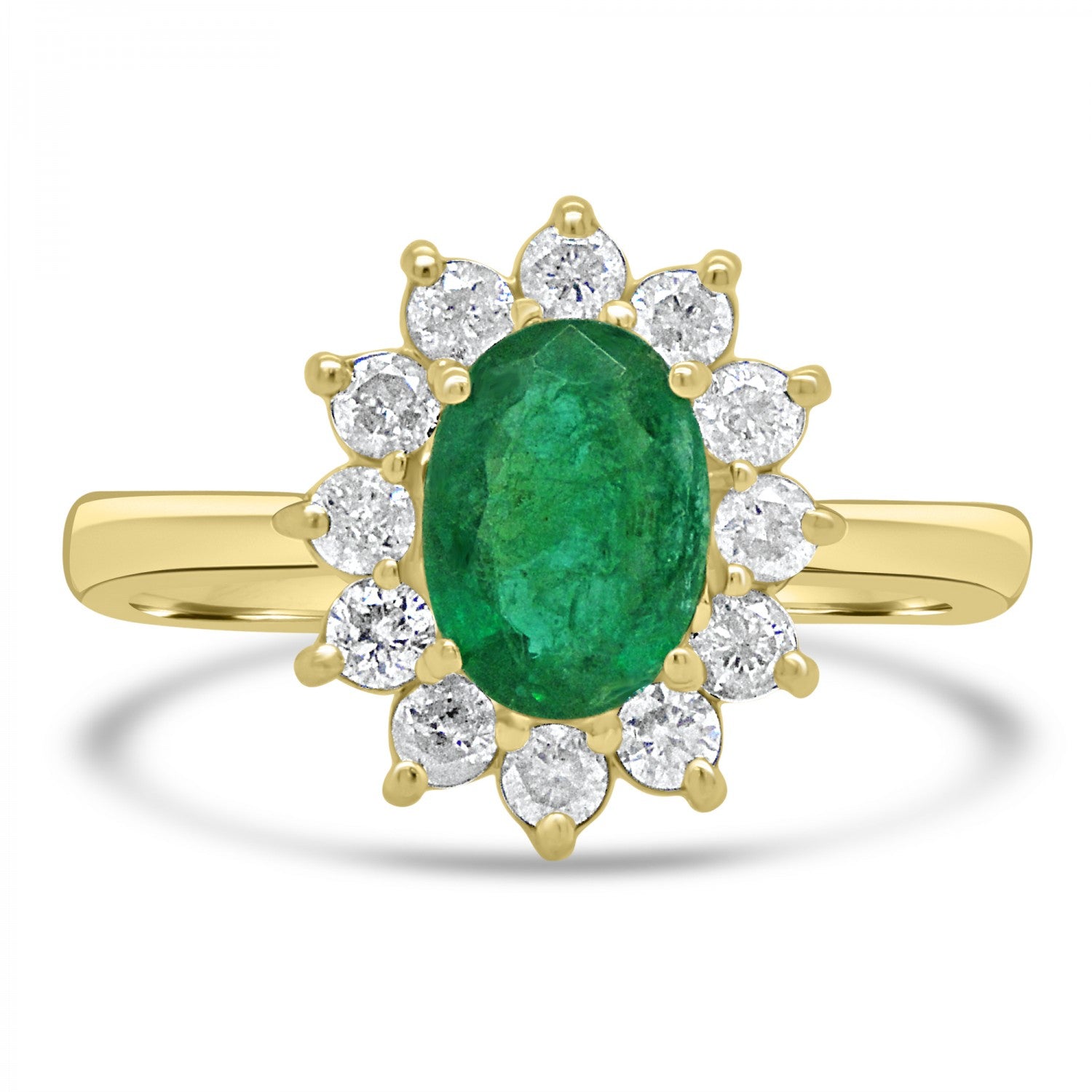 OVAL EMERALD CLUSTER ENGAGEMENT RING