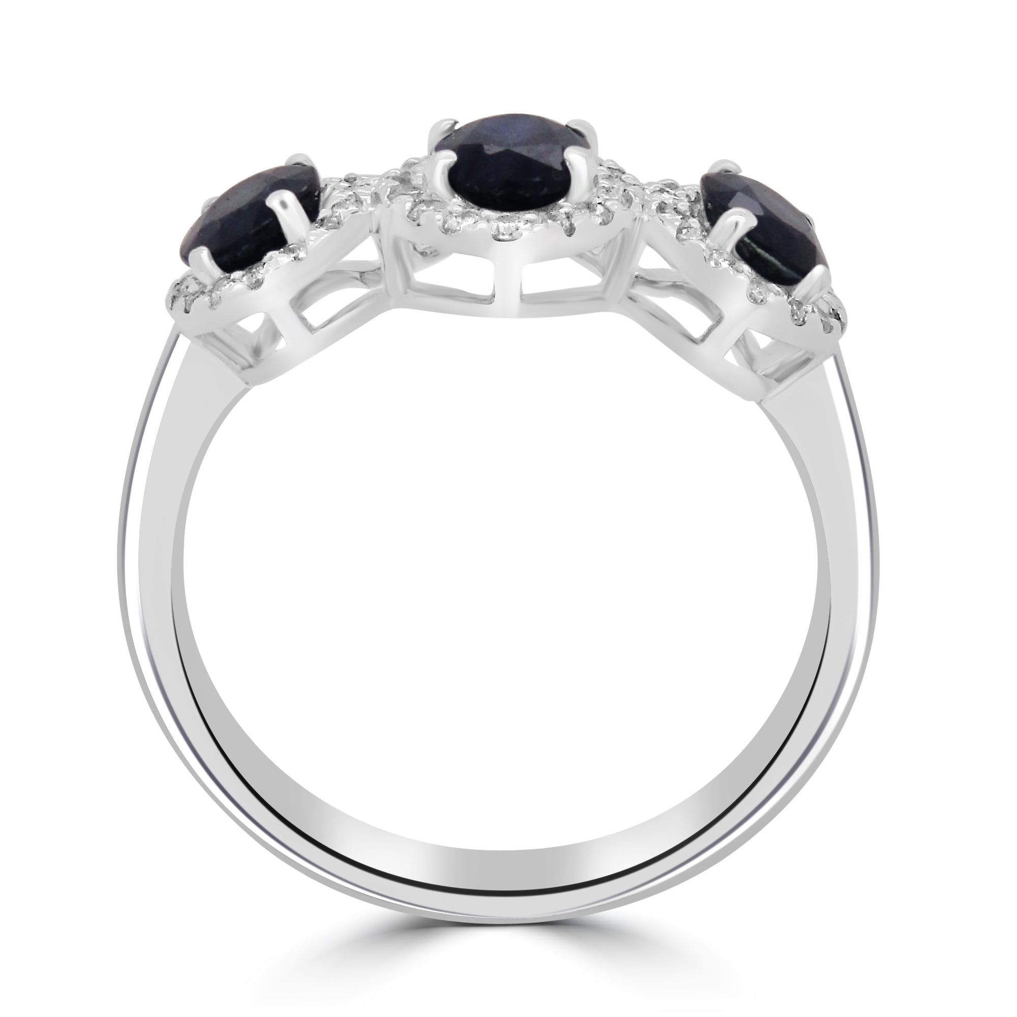 LUXURIOUS OVAL CUT SAPPHIRE TRILOGY ENGAGEMENT RING