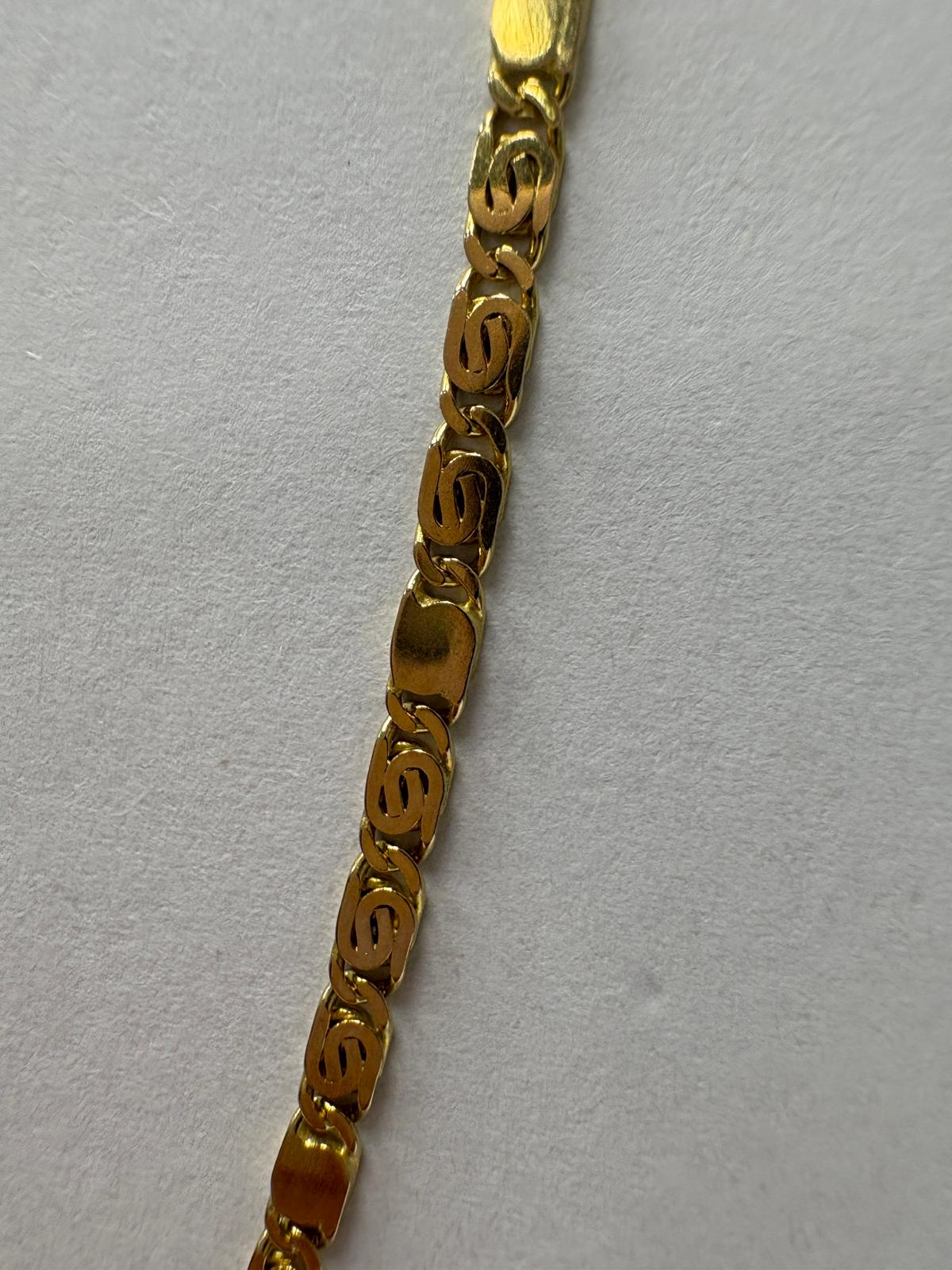 Vintage 14ct Gold Fancy Link Flat Chain Necklace, 17"