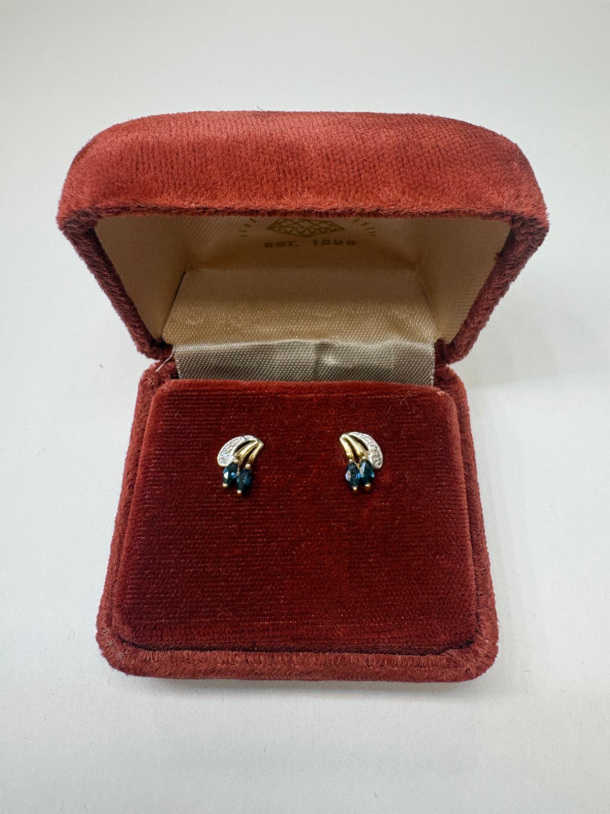 Pre-Loved Vintage 9ct Yellow Gold Sapphire & Diamond Micro Cherry Stud - 0.94g - Fogal & Barnes 