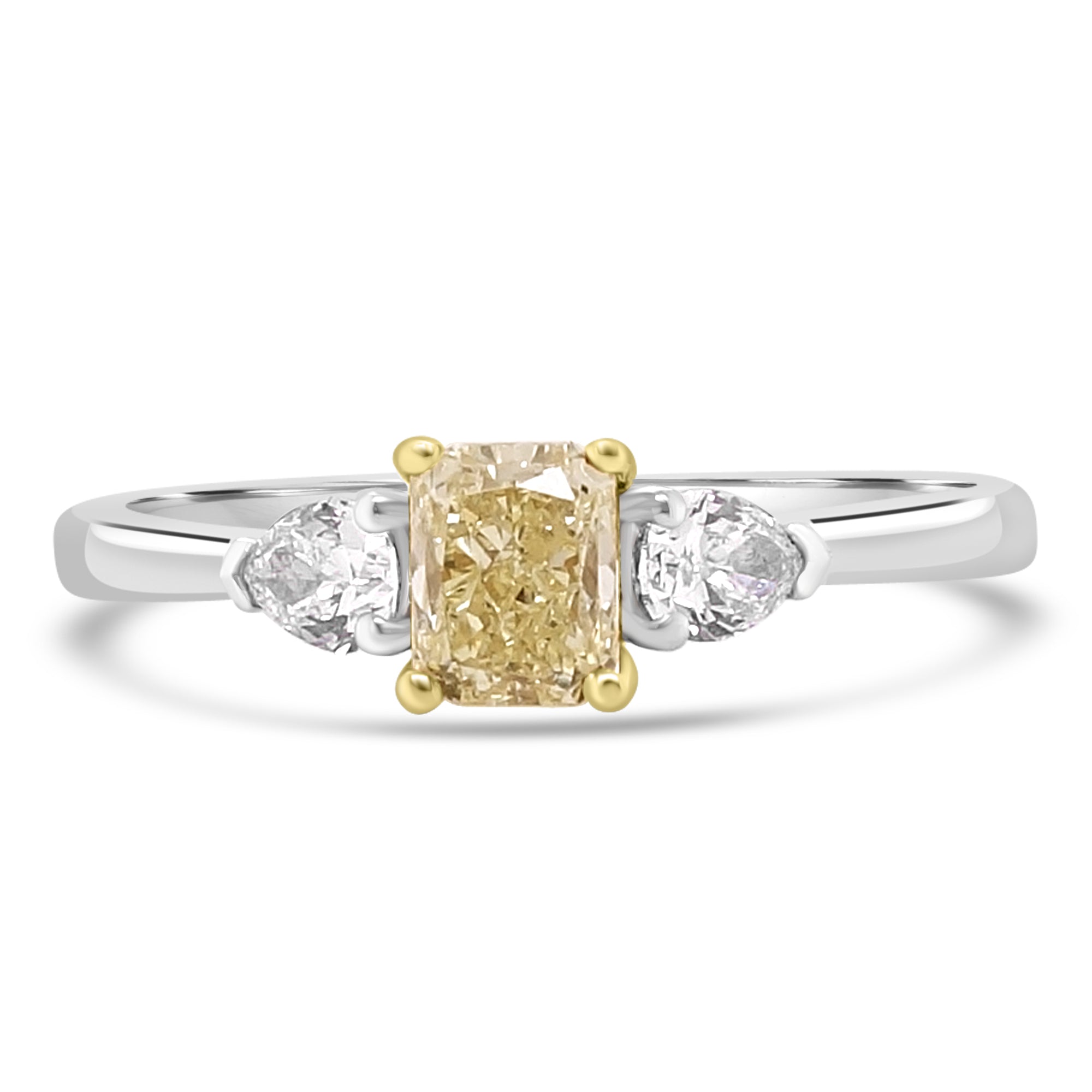 Bespoke radiant yellow diamond engagement ring handmade in Harrogate