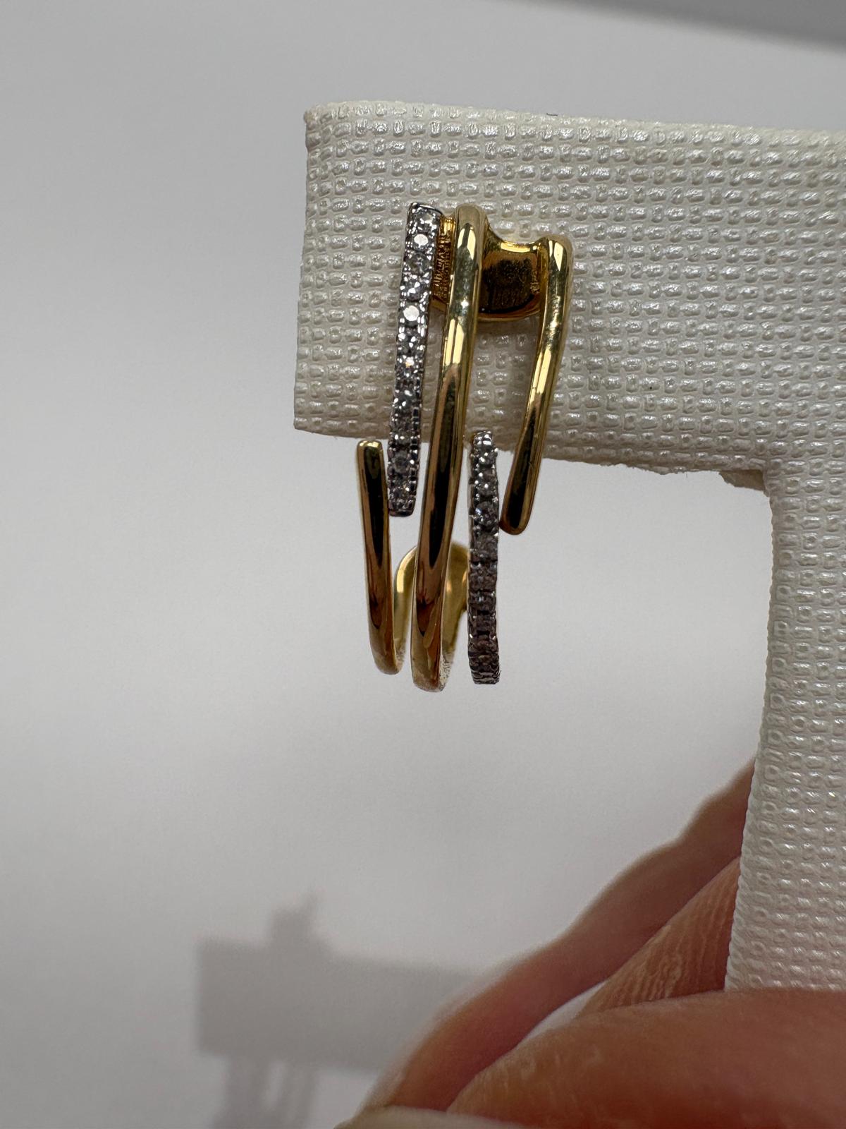 pre-loved diamond hoop earrings, second hand 14ct gold earrings, gold diamond hoops, pre-owned gold earrings UK, triple row hoop earrings jewellers york 