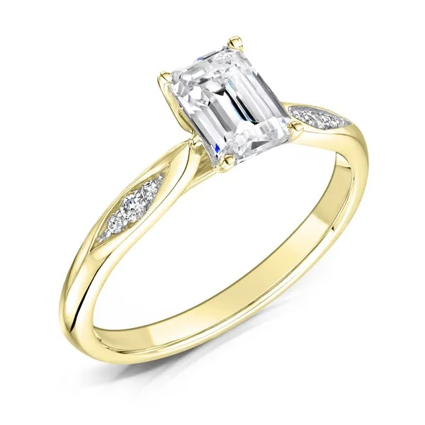 MODERN  EMERALD CUT DIAMOND SOLITAIRE  ENGAGEMENT RING