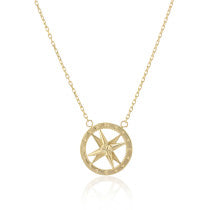 YELLOW GOLD COMPASS PENDANT NECKLACE