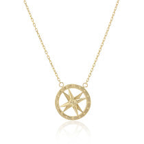 9K YELLOW GOLD COMPASS PENDANT NECKLACE- HARROGATE