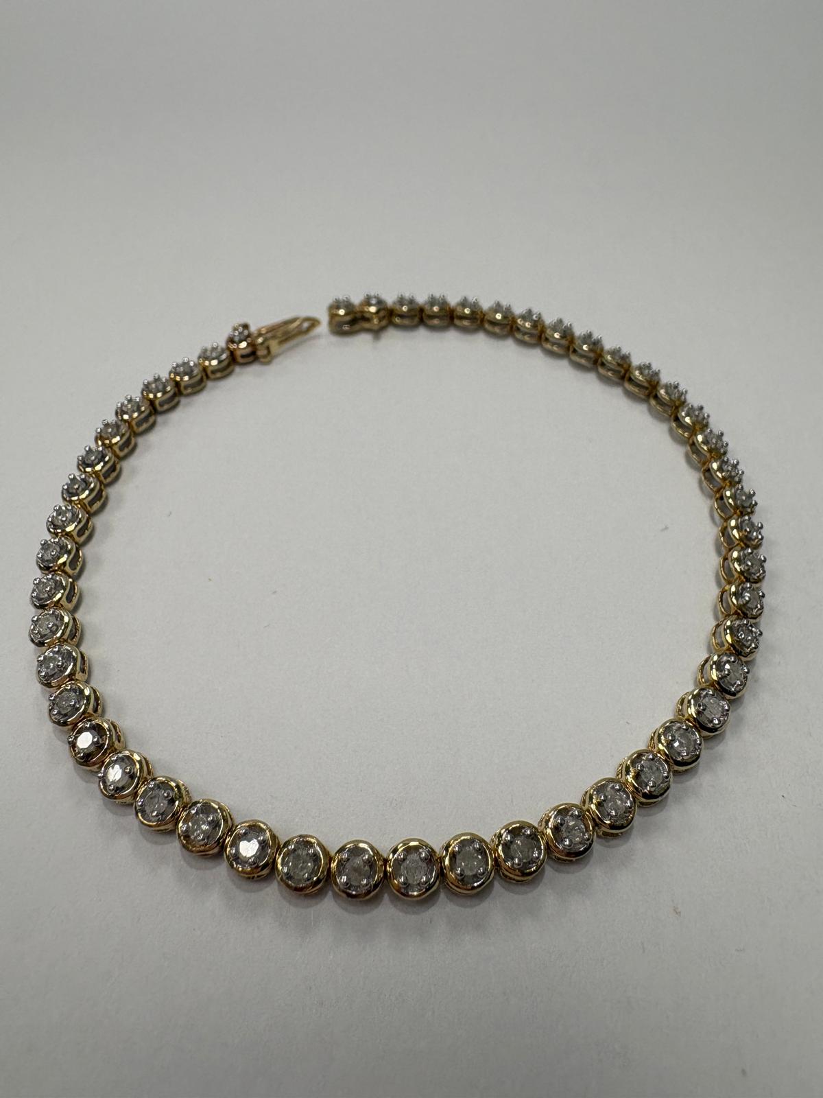 diamond line bracelet, 9ct gold diamond bracelet, tennis bracelet second hand, pre-loved diamond jewellery Harrogate, 1ct diamond bracelet Yorkshire